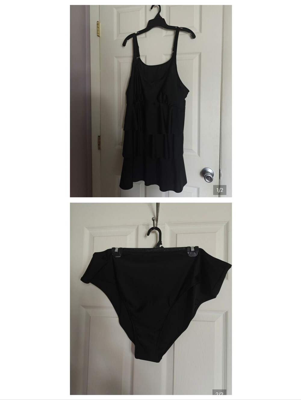 Black Swimsuit Top & High-Waist Bikini Bottoms